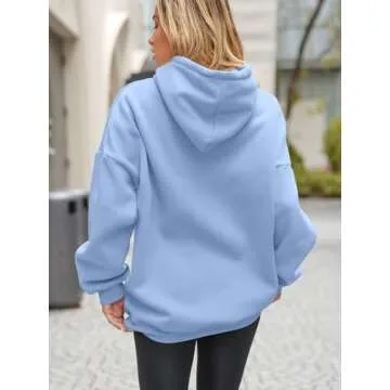 EFAN Womens Oversized Hoodies Sweatshirts Fleece Hooded Pullover Tops Sweaters Casual Comfy Fall Fashion Outfits Clothes 2025 LightBlue M