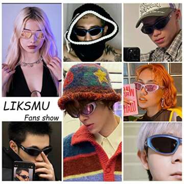 LIKSMU Wrap Around Fashion Sunglasses for Women Men Trendy Futuristic Oval Shades Y2K Sun Glasses 100% UV Protection Pink Mirrored Lens and Pink Frame