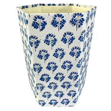 Fern Trail 3.3 Gallon Waste Basket | Small Decorative Block Printed Trash Can | Living Room, Bedroom...