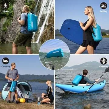 MARCHWAY Floating Waterproof Dry Bag Backpack 5L/10L/20L/30L/40L, Roll Top Sack Keeps Gear Dry for Kayaking, Rafting, Boating, Swimming, Camping, Hiking, Beach, Fishing (Teal, 20L)