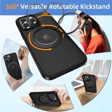 X-level 360°Rotatable Magnetic Ring for iPhone 15 Pro Max Case Black,Magsafe Compatible & Military ...
