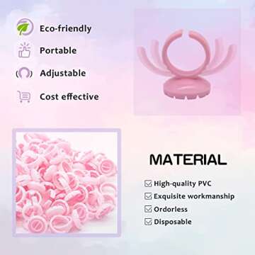 Glue Rings for Eyelash Extensions Dimsem Glue Rings100 PCS, Lash Glue Holder for Volume Lash Fan, Lash Glue Cup for Lashes Supplies, Pink