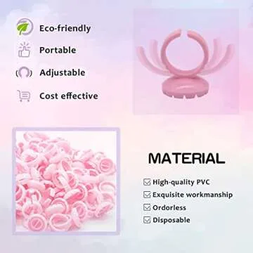Glue Rings for Eyelash Extensions Dimsem Glue Rings100 PCS, Lash Glue Holder for Volume Lash Fan, Lash Glue Cup for Lashes Supplies, Pink