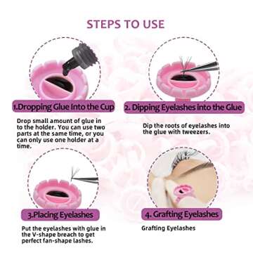 Glue Rings for Eyelash Extensions Dimsem Glue Rings100 PCS, Lash Glue Holder for Volume Lash Fan, Lash Glue Cup for Lashes Supplies, Pink