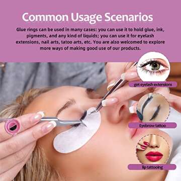 Glue Rings for Eyelash Extensions Dimsem Glue Rings100 PCS, Lash Glue Holder for Volume Lash Fan, Lash Glue Cup for Lashes Supplies, Pink