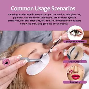 Glue Rings for Eyelash Extensions Dimsem Glue Rings100 PCS, Lash Glue Holder for Volume Lash Fan, Lash Glue Cup for Lashes Supplies, Pink