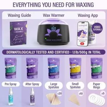 Tress Wellness Waxing Kit for Brazilian Wax - Easy to Use - For Sensitive Skin - Digital Display, Bl...