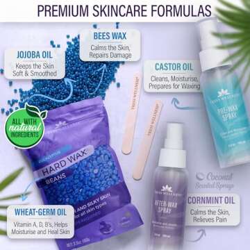 Tress Wellness Waxing Kit for Brazilian Wax - Easy to Use - For Sensitive Skin - Digital Display, Black Purple Flower