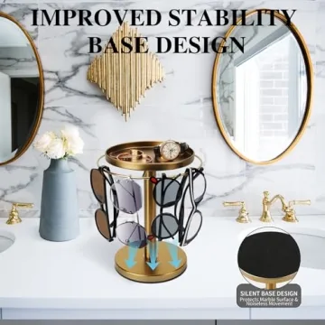 KONDYFAYO Rotating Sunglass Organizer for Stylish Storage