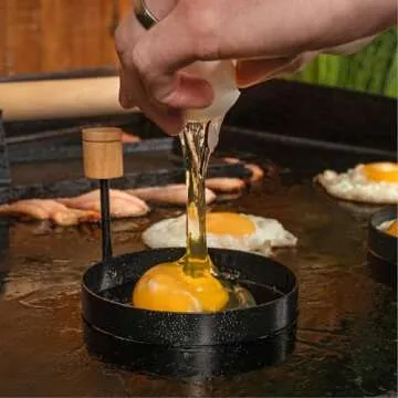 Blackstone 1543 4-Piece Griddle Breakfast Kit with Batter Dispenser, Bacon Press, and Two Egg Rings