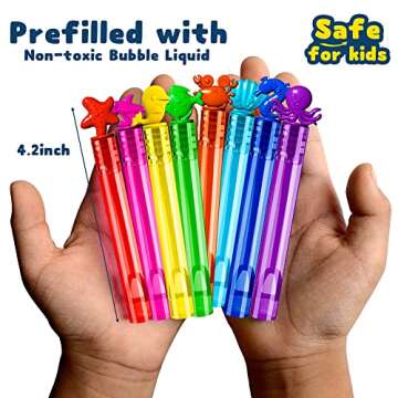 VKTEN 64Pcs Sea Animals Mini Bubble Wands Assortment 8 Colors 8 Styles Party Favors Toys for Kids,Themed Birthday, Wedding, Bath Time, Classroom Prizes Summer Outdoor Gifts for Girls Boys