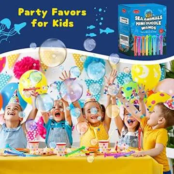 VKTEN 64Pcs Sea Animals Mini Bubble Wands Assortment 8 Colors 8 Styles Party Favors Toys for Kids,Themed Birthday, Wedding, Bath Time, Classroom Prizes Summer Outdoor Gifts for Girls Boys