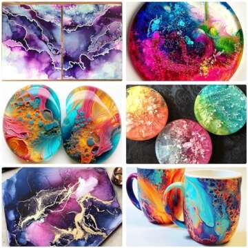 Alcohol Ink Set - 36 Bottles Vibrant Colors High Concentrated Alcohol-Based Ink, Concentrated Epoxy Resin Paint Colour Dye Great for Resin Petri Dish, Coaster, Painting, Tumbler Cup Making(10ml Each)