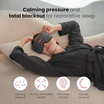 Manta Weighted Sleep Mask – 100% Blackout Weighted Eye Mask for Sleeping, Weighted Eye Mask for Wo...