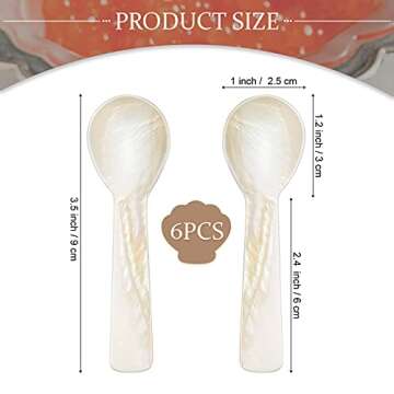 Caviar Spoons Mother of Pearl Mop Spoons with Hand Craft W Round Handle for Caviar, Egg, Ice Cream, ...
