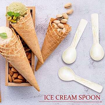 Caviar Spoons Mother of Pearl Mop Spoons with Hand Craft W Round Handle for Caviar, Egg, Ice Cream, Salt, Coffee Serving, Restaurant Serving Set(6 Pieces,3.55 Inch)