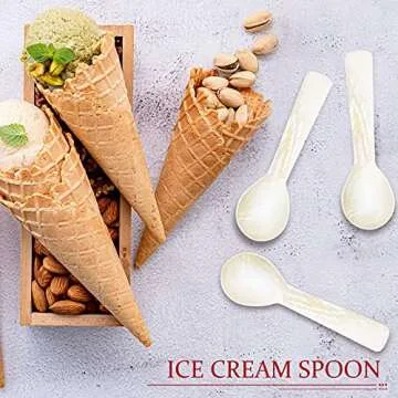 Caviar Spoons Mother of Pearl Mop Spoons with Hand Craft W Round Handle for Caviar, Egg, Ice Cream, Salt, Coffee Serving, Restaurant Serving Set(6 Pieces,3.55 Inch)