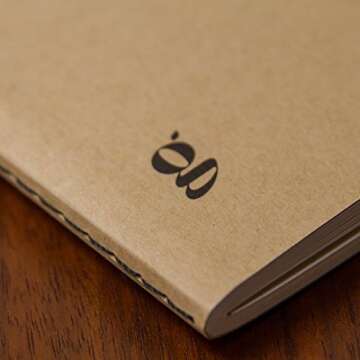 Goldleaf Blank Journal: Minimalist College Ruled A5 Notebook, Perforated Pages, Lay Flat Design, Classic Sewn Binding, 76 page, Thick 120gsm Paper, Golden Kraft Brown Cover, Sustainably Made