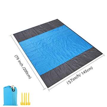 Eastjing 79" x 57" Sand Free Beach Blanket – Travel Friendly, Waterproof & Multi-Use