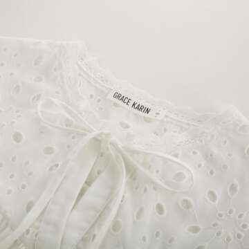 Dressy Tops for Women Short Sleeve Drawstring Tops V Neck Puff Sleeve Shirts Business Blouse White XXL