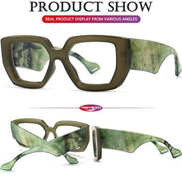 AIEYEZO Thick Frame Blue Light Glasses Men Women, Fashion Square Computer Eyeglass Anti Eyestrain & Prevent Headache (Olive Green)