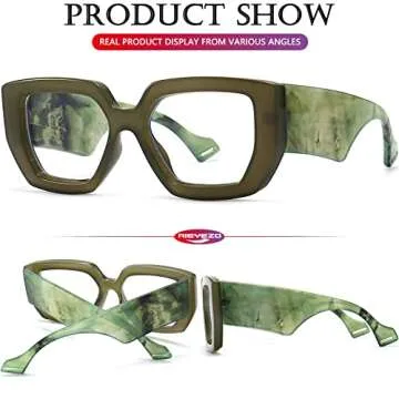 AIEYEZO Thick Frame Blue Light Glasses Men Women, Fashion Square Computer Eyeglass Anti Eyestrain & Prevent Headache (Olive Green)