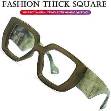 AIEYEZO Thick Frame Blue Light Glasses Men Women, Fashion Square Computer Eyeglass Anti Eyestrain & Prevent Headache (Olive Green)