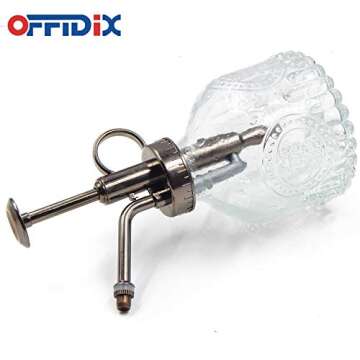 OFFIDIX Plant Mister Glass Spray Bottle, 6.3"Tall Vintage Plant Spritzer Watering Can, Succulent Watering Bottle with Plastic Bronze Plastic Top Pump, Can for Outdoor Indoor Garden, Cleaning Solutions