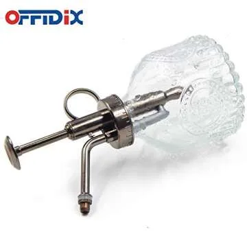 OFFIDIX Plant Mister Glass Spray Bottle, 6.3"Tall Vintage Plant Spritzer Watering Can, Succulent Watering Bottle with Plastic Bronze Plastic Top Pump, Can for Outdoor Indoor Garden, Cleaning Solutions