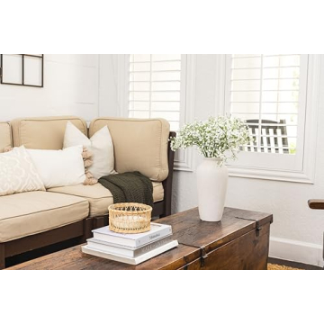 Laurel&Vine 12" Tall White Ceramic Vase with Stems