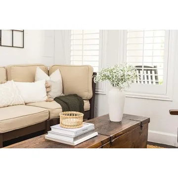 Laurel&Vine 12" Tall White Ceramic Vase with Stems