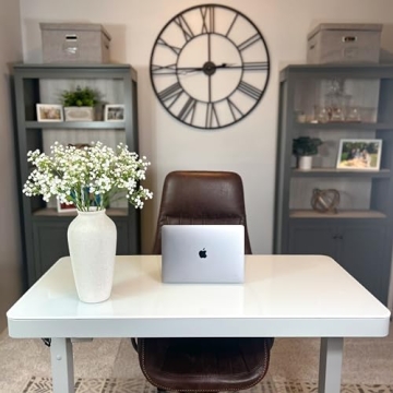 Laurel&Vine 12" Tall White Ceramic Vase with Stems