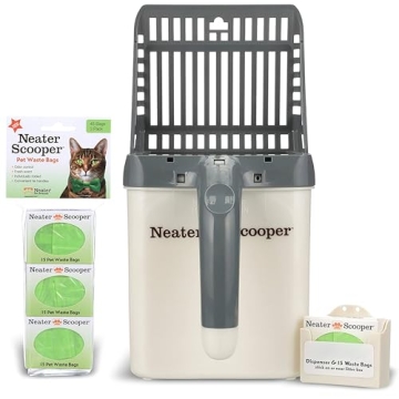 Neater Pets Neater Scooper Standard Size, 60 Refill Bags – Mess-Free Cat Litter Scooper with Bag, ...