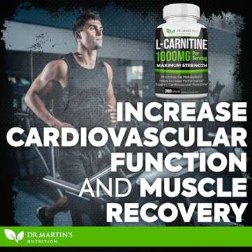 DR. MARTIN'S NUTRITION Extra Strength L-Carnitine - 200 Capsules - 1000mg Per Serving - Boost Your Metabolism and Increase Performance