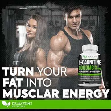 DR. MARTIN'S NUTRITION Extra Strength L-Carnitine - 200 Capsules - 1000mg Per Serving - Boost Your Metabolism and Increase Performance