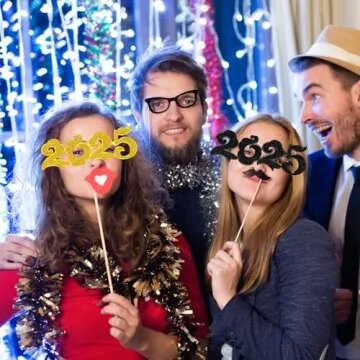 Kanayu 3 Pcs 2025 Stylish Glitter Glasses for New Year