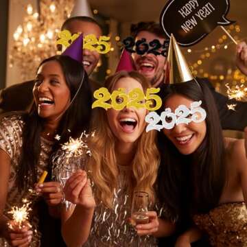 Kanayu 3 Pcs 2025 Stylish Glitter Glasses for New Year
