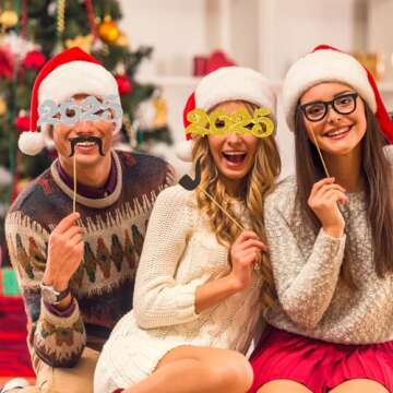 Kanayu 3 Pcs 2025 Stylish Glitter Glasses for New Year