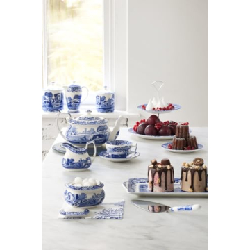 Spode Blue Italian Teacups and Saucers Set of 4