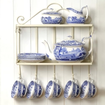 Spode Blue Italian Teacups and Saucers Set of 4