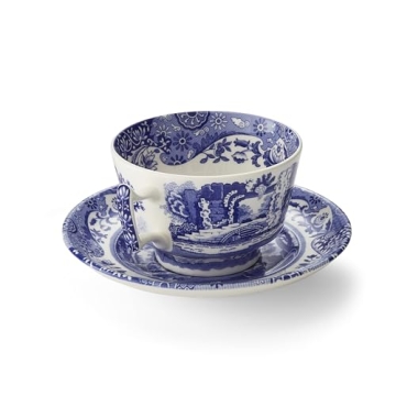 Spode Blue Italian Teacups and Saucers Set of 4