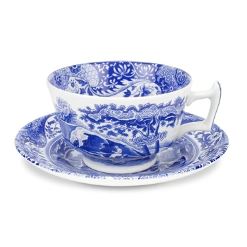 Spode Blue Italian Teacups and Saucers Set of 4