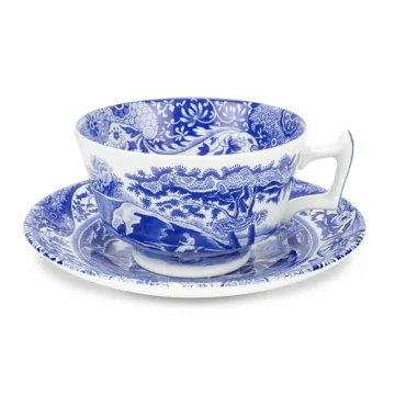Spode Blue Italian Teacups and Saucers Set of 4