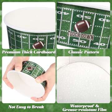 Football Snack Bowl Set for Game Day Events - 100 Cups