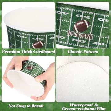 Football Snack Bowl Set for Game Day Events - 100 Cups
