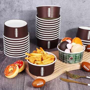 Football Snack Bowl Set for Game Day Events - 100 Cups