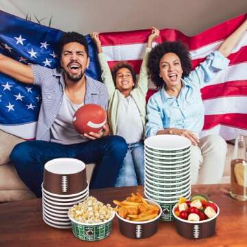 Football Snack Bowl Set for Game Day Events - 100 Cups