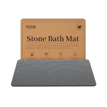 PUCUN Stone Bath Mat Diatomaceous Earth Non-Slip Shower Mat,Quick Drying Diatomite Bath Stone Mat fo...
