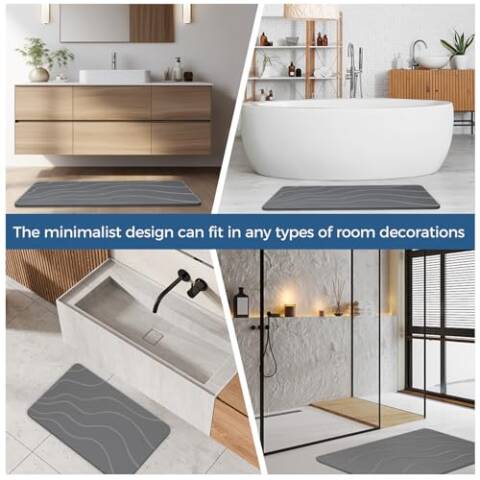 WALL QMER Foldable Stone Bath Mat, Fast Drying And Non-Slip Natural Diatomaceous Earth Mat, Multifunctional Eco-Friendly Stone Mat For Bathroom, Kitchen, 24.50" X 15.35", White