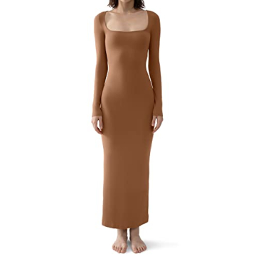 PUMIEY Long Sleeve Dress – Elegant Bodycon Maxi Dress for Women